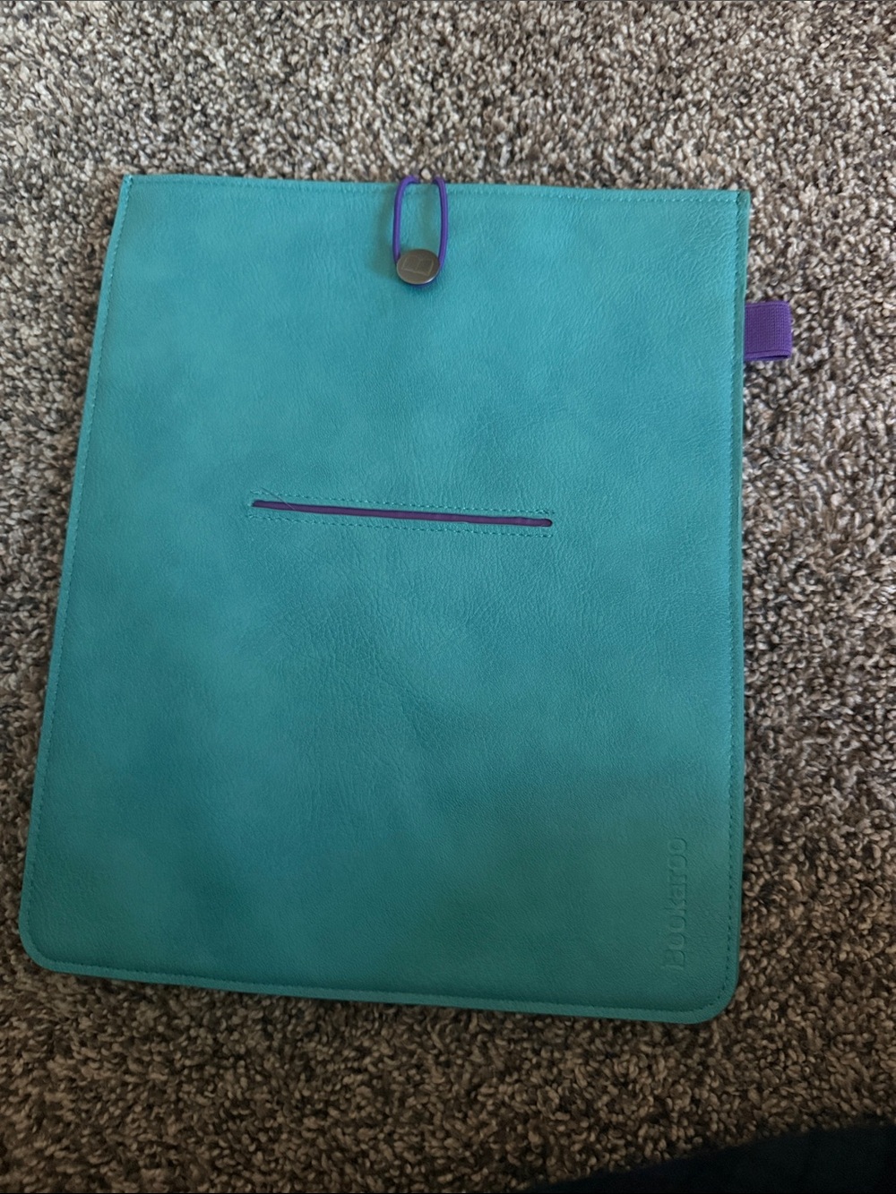Turquoise Tablet Sleeve with Purple Accents